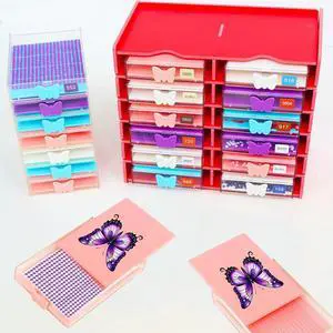 4Pcs Diamond Painting Tray Diamond Container with Lid Rhinestone Organizer Plate with Sppon & Brush for Beginners