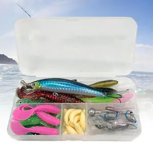 83pcs Fishing Lures Set Soft and Hard Bait Hooks Sinker Weights for Bass Trout Freshwater & Saltwater Fishing