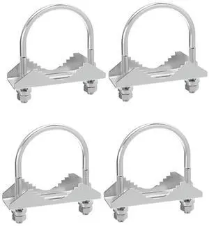 4 Set Antenna Mast Pipe Clamp with V Jaw Block and U Bolt All Anti-Rust Finished for TV CB Ham Antenna or Panel Pipe