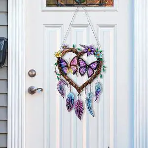 2D Flat DIY Diamond Painting Art Pendant Window Hanging Butterfly Dream Catcher