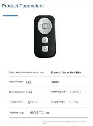 For Tiktok Mobile Self Timer Zoom Function Bluetooth Remote Controller, Page Turning, Liking, Self Timer Short Video