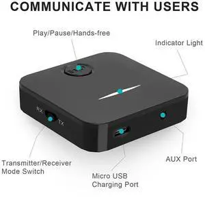 Bluetooth 5.4 Receiver Transmitter Portable Audio Fortv Withmic Stereo Handsfree