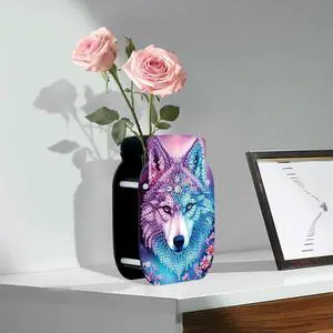 Wolf Acrylic Double Sided Special Shape Diamond Painting Vase for Home Decor