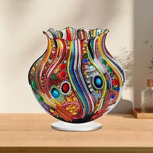 Acrylic Special Shape 5D DIY Painting Kit Aesthetic Rhinestones Painting Kit Colorful Diamond Gem Art Vase for Adults Beginner