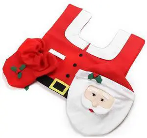 Christmas Santa Toilet Seat Cover Creative 3D Xmas Santa Claus Bathroom Toilet Cover for Festival Holiday Decor