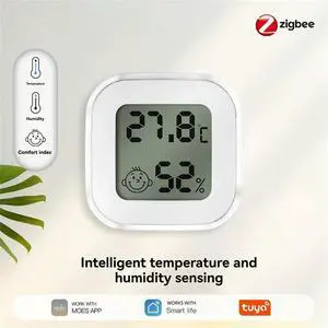 Tuya Zigbee Temperature And Humidity Sensor With Real-Time App Monitoring And LCD Display