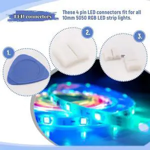 LED Strip Connector 4 Pin 10Mm Solderless RGB Light Strip Connector For 5050 SMD - Gapless Connectors,L Shape Connectors LED Strip Connector 4 Pin 10Mm Solderless RGB Light Strip Connector For 5050 SMD - Gapless Connectors,L Shape Connectors