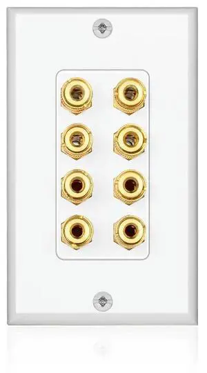8 Posts Speaker Wall Plate Home Theater Wall Plate Audio Panel for 4 Speakers