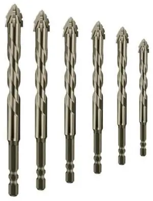 6pcs Eccentric Drill Bits with 4 Flute Sawtooth for Wood l Stone Glass Concrete Brick Drilling Sizes 4/5/6/8/10/12mm