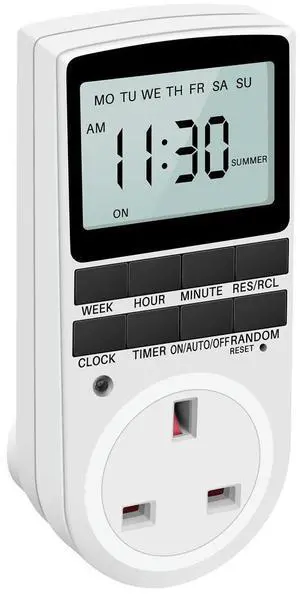 Uk Plug Digital Timer Plug Socket, Electrical Programmable Plug In Timer Switch For Light, B And More, With Large Lcd
