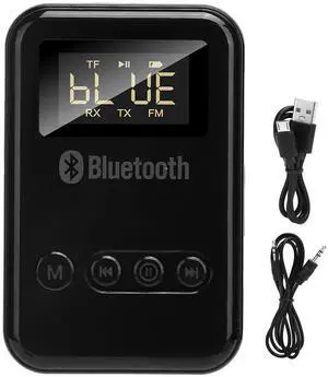 Portable 2in1 Bluetooth 5.0 Transmitter Receiver Wireless Audio Adapter FM Digital Display Car Home Use Dual Mode Quick Pairing