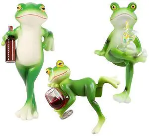 Resin Hanging Frog Figurine Planter Hugger Small Frog Figurine Miniature Frog Figurine for Flower Yard Lawn Ornament