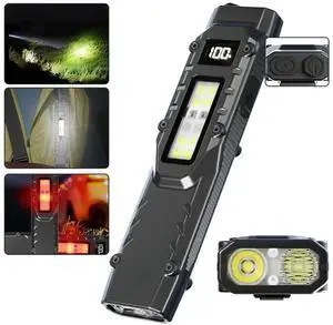 LED Ultra Slim Flashlight with Pen Clip Super Bright Flashlight USB Charging Outdoor Emergency Light for Camping Fishing Walking