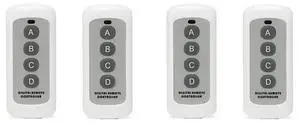 4X 433MHZ Wireless RF Remote Control White 4-Button Remote Control EV1527 Learning Code Wireless Remote Control