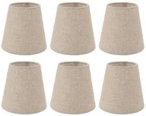 Universal 6Pcs Small Candlestick Lamp Shade Clip On Drum Linen Fabric Lampshade for Candle Bulbs Lighting Accessories Decoration