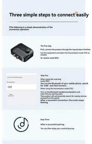 BT5.3 Stereo 2-In-1 Digital Display Bluetooth Receiver Transmitter Audio Adapter With LCD Volume Control