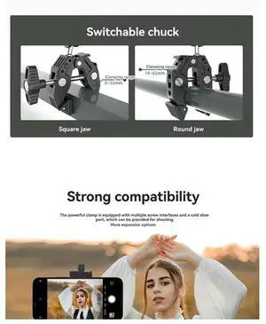 Super Clamp Articulating Magic Arm Clip 360° Dual-Head Super Clamp For Umbrella Monitor LED Light Action Camera Clip