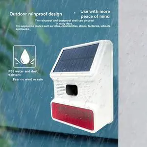 For PGST GSM Home Security Alarm System 433MHZ Wireless Solar Siren Sound Light Alarm Outdoor Horn With Remote