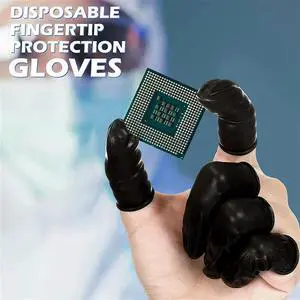 1600 Pcs Disposable Latex Finger Cots Protective Fingertips Gloves Black Anti Static Finger Cots Rubber Finger Sleeves