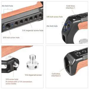 Universal For DSLR Camera Top Handle Grip- Cold Shoe 3/8" Arri 1/4" Screw Hole Vlog Accessories Cage Mount