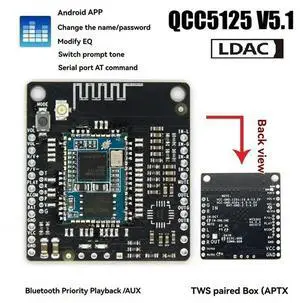 QCC5125 V5.1 Bluetooth Board With LDAC Lossless Support APP EQ Change Name Password AUX AAC/APTX APTXLL/APTXHD NO DC