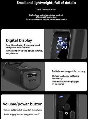 2X UHF Wireless Microphone Converter XLR Rechargeable Transmitter & Receiver Microphone For 0V Dynamic Microphones
