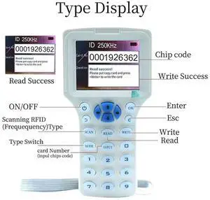 RFID Copier RFID Reader Writer Multi-Frequency RFID Card Reader Card Decoder For Access Control Home Security