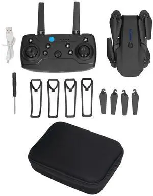 4 Axle RC Drone E88 4 Axle Aerial Quadcopter HD Double Camera High Resolution Flipping Folding RC Drone Black Foldable RC Drone