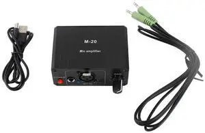 Protable Microphone Preamp High Gain 48V Phantom Power XLR Output Mic Preamplifier for Dynamic and Condenser Microphones Booster