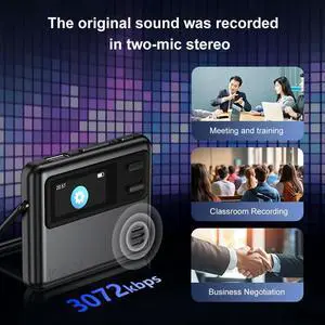 Bluetooth AI Voice Recorder Pro With Automatic Translator Functionality, Includes Portable 32G Memory Card