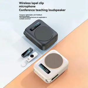 Wireless Voice Amplifier Wireless Lavalier Lapel Microphone For Classroom/Yoga/Conference Portable Voice Amplifier Beige