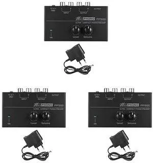 3X PP500 Ultra-Compact Phono Preamp Pre Amp Preamplifier With Level Volume Control EU Plug