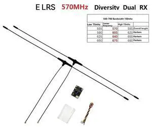FPV Drone RC ELRS 570Mhz Dual Diversity Receiver, 150Mhz C3 TCXO, 550-700Mhz Spectrum Range