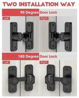 10X Heavy Duty Gate Latches 90 Degree Right Angle Barn Door Lock Anti-Theft Sliding Door Lock Latch For Garden Black