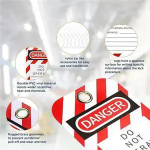 Lockout Tagout Tags, 3 X 5.75-Inch, 200 Danger Do Not Operate Tags With 200 Zip Ties, Tear & Water Resistant Loto Tags