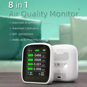 Tuya 8 &1 Air Monitor HCHO TVOC PM1.0 PM2.5 PM10 Tester Temperature Humidity Meter Carbon Dioxide Detector