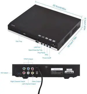 Professional Home DVD Player DVD CD Disc Media Player Digital Multimedia Player U Disk Playback HD AV Output with Remote Control