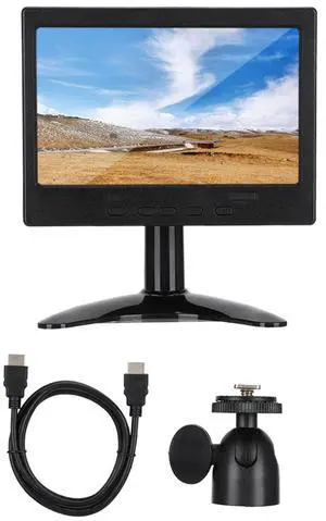 Portable 7in 1080P 1024x600 Resolution 16:9 Multifunction Display Monitor for HDMI / VGA / AV Input Stand Easy Operate Durable