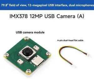 For Raspberry Pi 5 Compatible IMX378 12MP USB Camera Module 3840X3032 79.8° FOV Camera With Dual Microphones For Jetson Ori