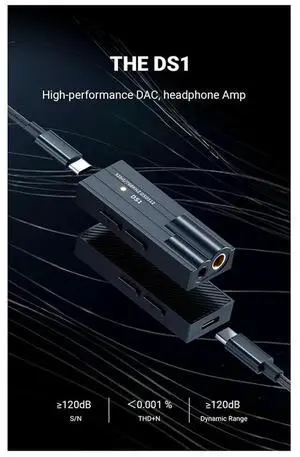 Audio DS1 DSD512 Hifi USB DAC Dongle Headphone Amplifier Amp Mini Audio Decoder 4.4MM Balanced 32Bit/768Khz Support