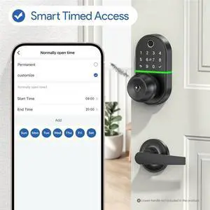 Door Lock With Knob,Lock With Handle, Fingerprint Electronic Knob For Front Door, Generate Passcode Remotely