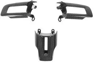 3pcs Gloss Carbon Fiber Steering Wheel Control Button Sticker Trim Cover Easy Install Fit Replacement for Ford Mustang 20152022