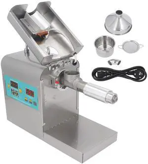 Universal Electric Oil Press Machine Full Automatic Oil Extractor Stainless Steel Electric Cold Hot Oil Press for Home Kitchen