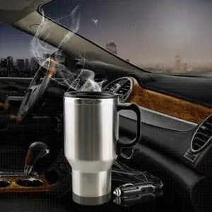 450ml Car Heating Cup Stainless Steel Electric In-car Travel Heating Cup 12V Hot Water Bottle for Heating Water Coffee Milk Tea