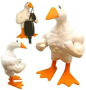 Magnetic Goose Key Holder Muscular Duck Statue Ornament Funny Goose Statue Keychain Cute Prank Gag Housewarming Gift