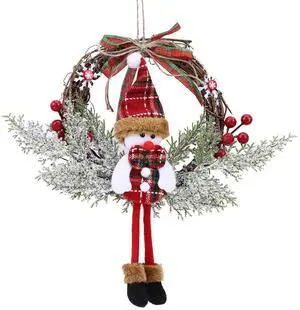 Christmas Snowman Hanging Garland Multifunctional Holiday Art Wreath Decorative Festival Theme for Holiday Indoor Outdoor Decor