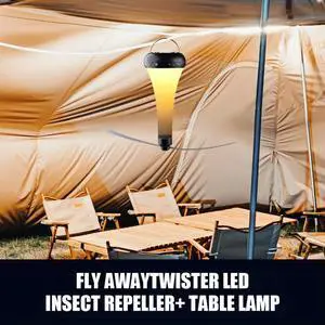 Fly Repellent Fan Light LED Table Lamp Rechargeable Desk Top Fly Repeller Lamp with Soft Blades Keeps Flies Away for Home Party