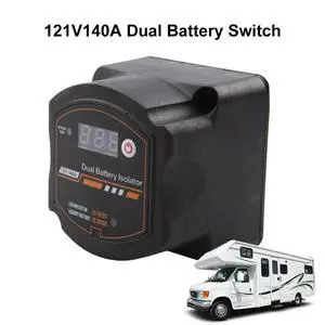 Dual Isolator 12V 140A Auto Manual Voltage Sensitive Relay with Digital Voltmeter VSR for Car RV Boat Marine