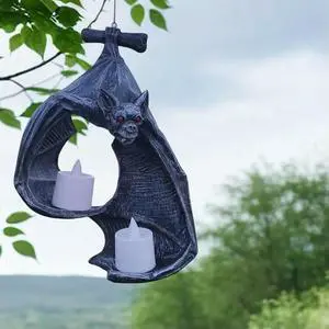 Bat Wall Tealight Holder Resin Halloween Bat Candle Decorations Decorative Black Bat Statue Candle Holder Halloween Decorations