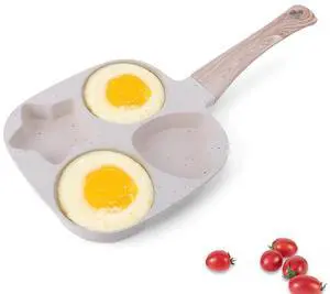 4 Hole Omelet Pan Omelette Skillet Granite Coating Divided Egg Omelet Pan Non-Stick for Gas Stove and Induction Cooker